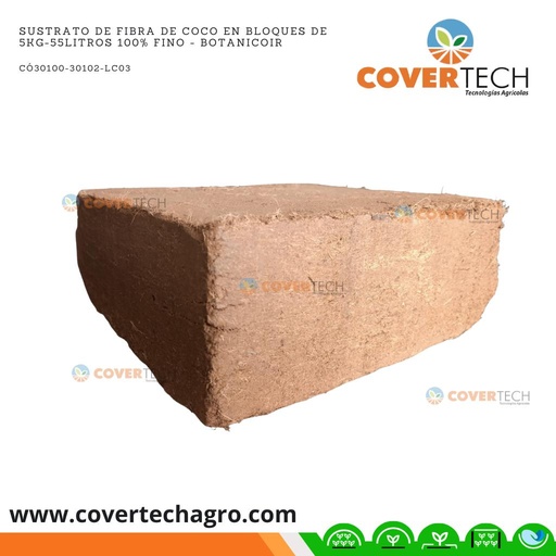 [30102-LC03]  Sustrato de Fibra de Coco en Bloques de 5kg-55Litros 100% Fino - Botanicoir