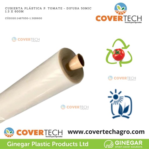 [1487050-1.3GR600]  Cubierta plastica p. Tomate - Difusa 50Mic (2milesimas) 1.3 X 600m C870