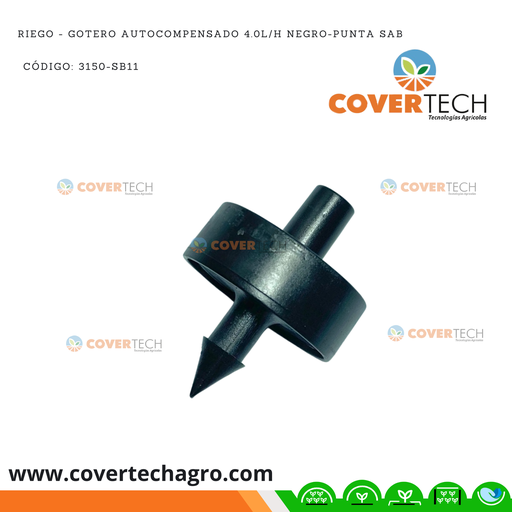 [3150-SB11] Riego - Gotero autocompensado 4.0l/h negro-punta SAB Italia sellado