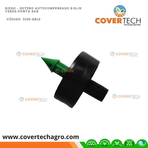 [3150-SB12]  Riego - Gotero autocompensado 8.0l/h verde-punta SAB Italia