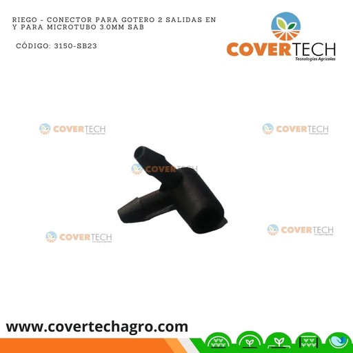 [3150-SB23]  Riego - Conector para gotero 2 salidas en Y para microtubo 3.0mm SAB Italia