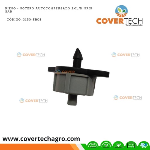[3150-SB08] Riego - Gotero autocompensado 2.0l/h gris SAB Italia RAMBO, desmontable