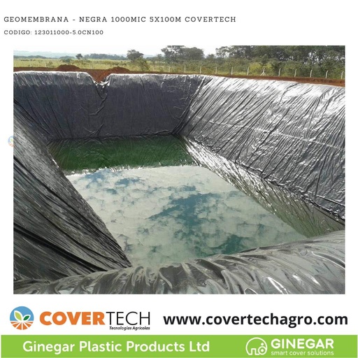 [123011000-5.0CN100] Geomembrana - Negra 1000mic (40milesimas) 5.0x100m Covertech