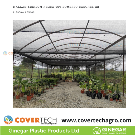 [219960-4.2GR100]  Mallas 4.2x100m Negra 60% Sombreo Raschel GR