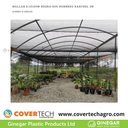 [219960-6.1GR100]  Mallas 6.1x100m Negra 60% Sombreo Raschel GR