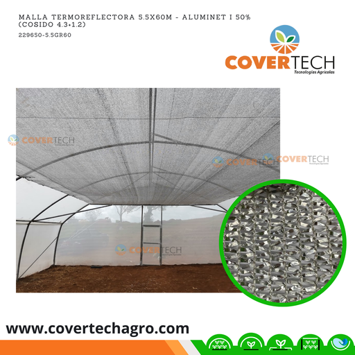 [229650-5.5GR60] Malla Termoreflectora 5.5x60m - Aluminet I 50% (cosido 4.3+1.2)