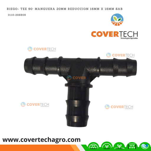 [3110-20SB08] Riego- Tee poliducto 20mm (1/2") reduccion 16mm x 16mm (3/8")  SAB Italia