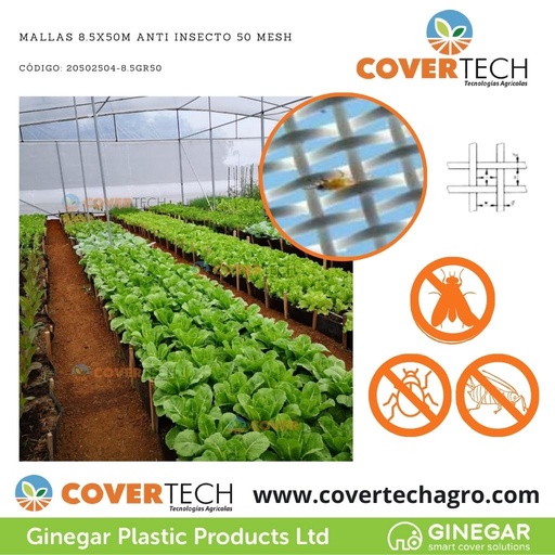 [20502504-8.0GR100] Mallas 8.0x100m Anti Insecto 50 Mesh (4+4)