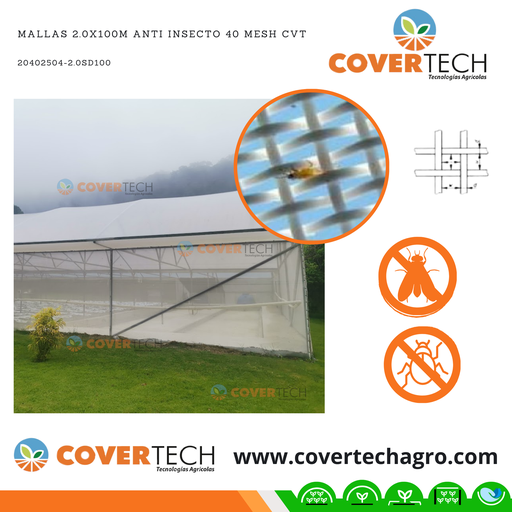 [20402504-2.0SD100] Mallas 2.0x100m Anti Insecto 40 Mesh CVT