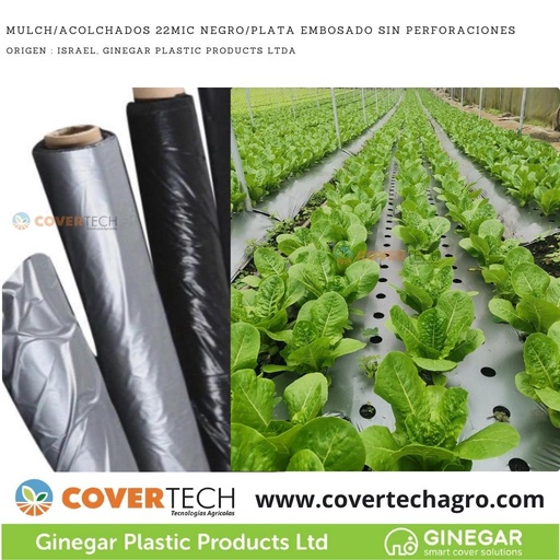 [1180422-1.3GR1000] Acolchado Mulch 22MIC 1.3x1000m Negro/Plata Embosado C804