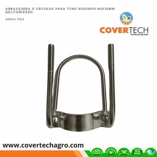 [349010-TG15] Abrazadera U cruzada para tubo redondo 60x32mm galvanizado