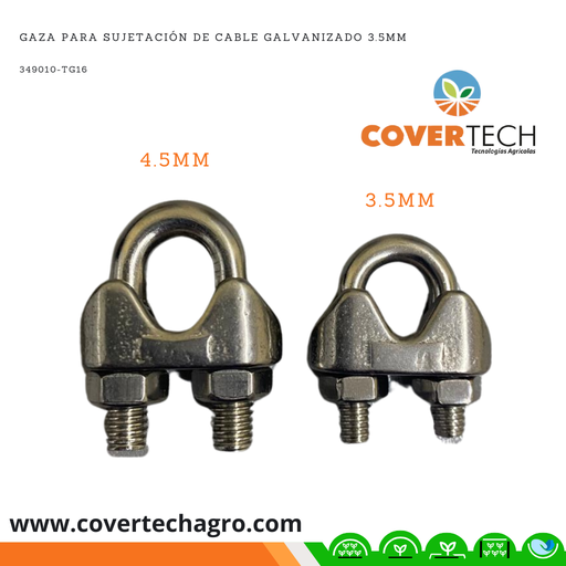 [349010-TG16] Gaza para sujetación de cable galvanizado 3.5mm