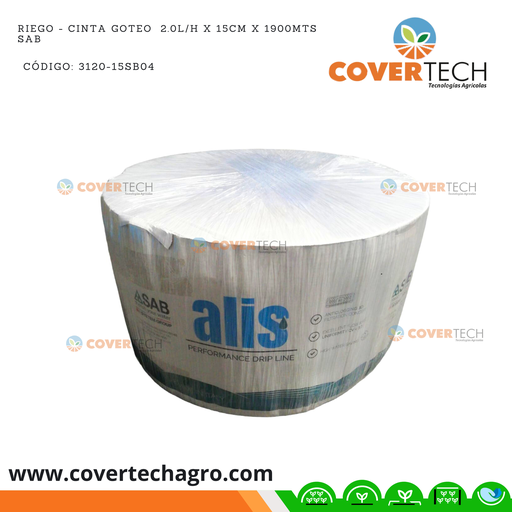 [3120-10SB06] Riego - Cinta goteo  2.0l/h x 10cm x 1600mts Alis