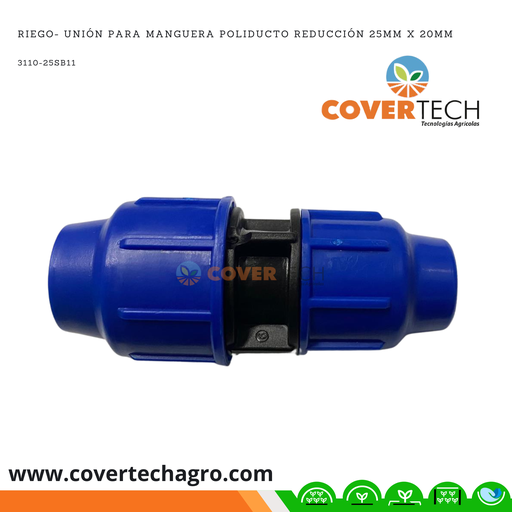 [3110-25SB11] Riego- Unión PRESION para manguera poliducto reducción 25mm (3/4") x 20mm (1/2") SAB Italia