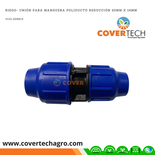 [3110-20SB15] Riego- Unión PRESION para manguera poliducto reducción 20mm (1/2") x 16mm (3/8") SAB Italia