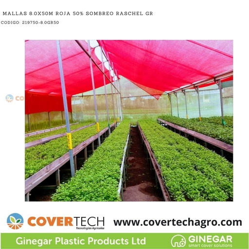 [219735-8.0GR50] Mallas 8.0x50m Roja 35% Sombreo Raschel GR