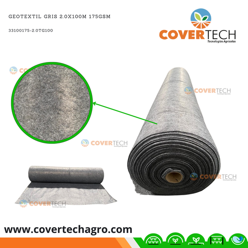 [33100175-2.0TG100] Geotextil Gris 2.0x100m 175gsm