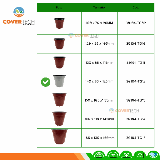 [30104-TG12] Maceta bicolor para cultivo BN140x95x125mm