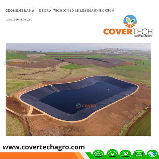 [12301750-5.0TG50] Geomembrana - Negra 750MIC (30 milesimas) 5.0x50m Covertech