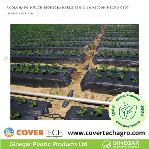 [1180722-1.4GR1000] Acolchado Mulch Biodegradable 22MIC 1.4 X1000m Negro C807
